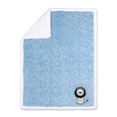 The Peanutshell Little King Baby Blanket, Blue and White, Lion