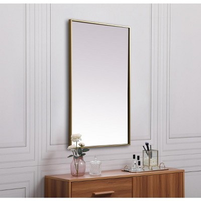 Elegant Brass Framed Full Length Rectangular Bathroom Mirror