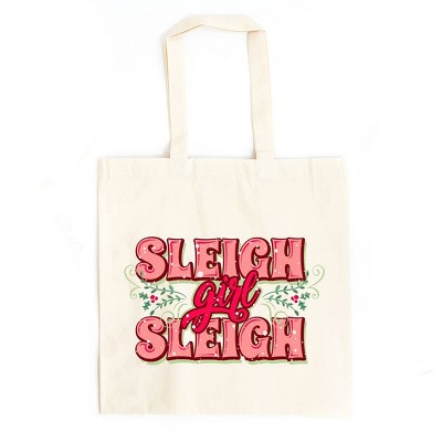 City Creek Prints Sleigh Girl Sleigh Canvas Tote Bag - 15x16 - Natural