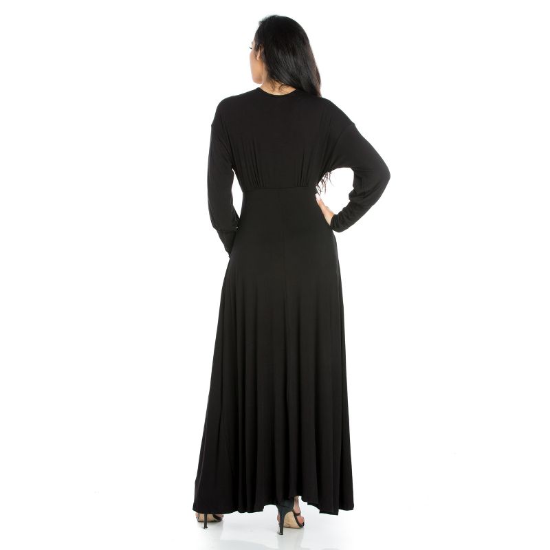 24seven Comfort Apparel V-Neck Long Sleeve Maxi Dress, 3 of 5