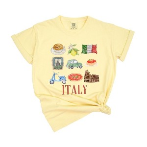 Simply Sage Market Women's Italy Travel Collage Short Sleeve Garment Dyed Tee - 1 of 4