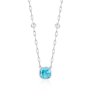Ross-Simons 4.90 Carat Sky Blue Topaz Paper Clip Link Necklace With 1.80 ct. t.w. White Topaz in Sterling Silver Size 16 - 1 of 2
