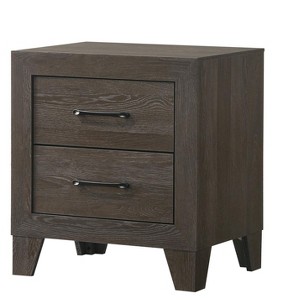 1pc Contemporary Two-Drawers Nightstand Bed Side Cabinet Wooden Furniture Dark Brown Color - 1 of 4