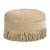 Christopher Knight Home Jonathan 24" Button-Tufted Round Velvet Upholstered Ottoman with Tassel Rope, Brown - 4 of 4