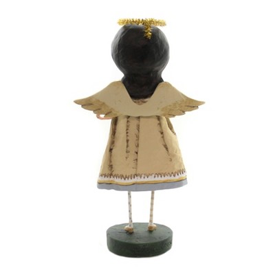 Beige and White Resin Angel Figurine with World Globe, 8 Inches