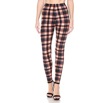 Slickblue Plaid Multi Printed Leggings, High Waisted, Elasticized Waist Band, Women's Activewear, One Size
