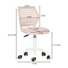 FurnitureR Armless Desk Chair with Rolling Wheels, Compact Adjustable Height Swivel Study Computer Task Chair with Breathable Back, Pink - 4 of 4
