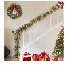 GAOMON 6FT Pre-Lit Christmas Garland with 20 LED Lights, Battery Operated Xmas Garland with Ball Ornaments, Flowers & Ribbon - 3 of 4