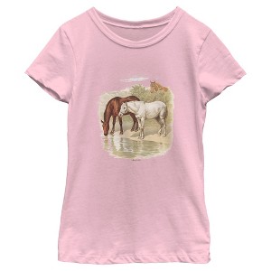 Girl's Lost Gods Retro Horses Portrait T-Shirt - 1 of 4