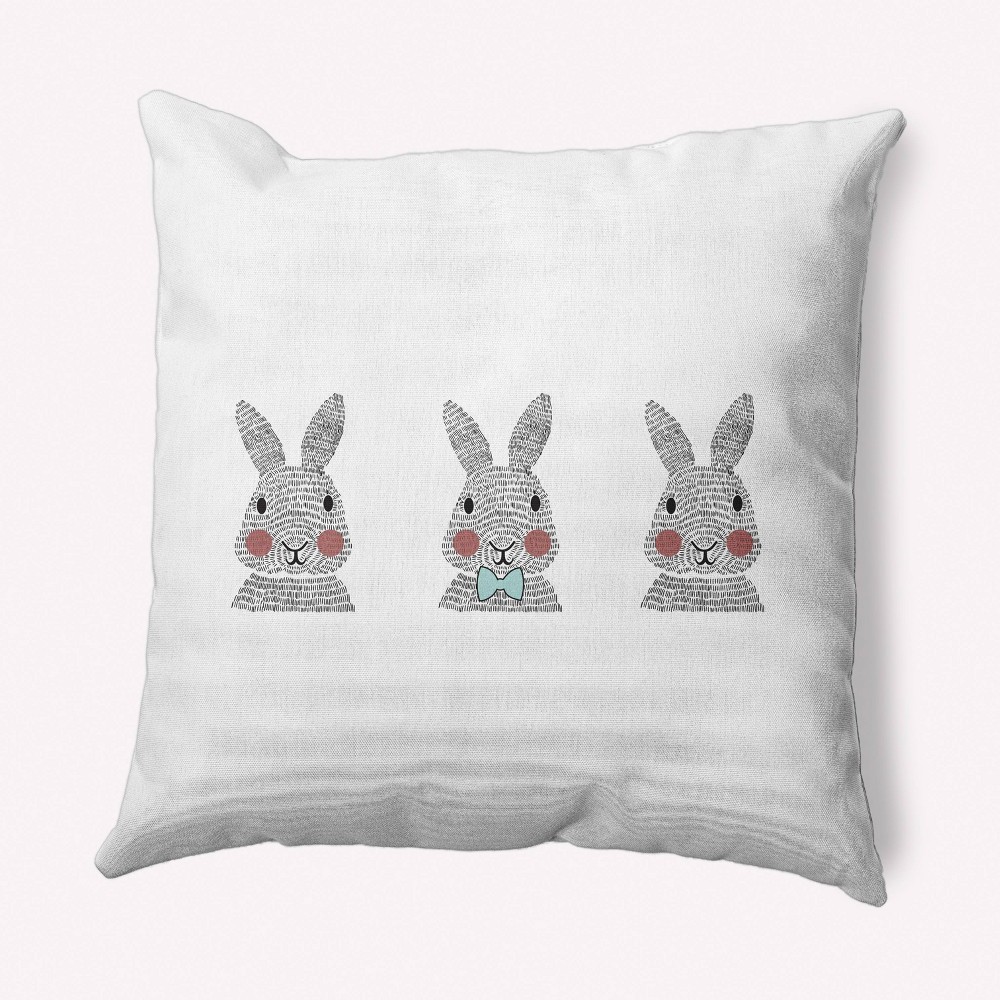 Photos - Pillow 16"x16" Bunny Triplets Easter Square Throw  Light Blue - e by design