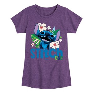 Girls' - Lilo And Stitch - Stitch Smiling 626 Fitted Short Sleeve Graphic T-Shirt - 1 of 3