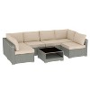 GDFStudio Bruce Outdoor 6-Seater Rattan and Metal Upholstered 116" Sectional Sofa Set with Coffee Table - 2 of 4