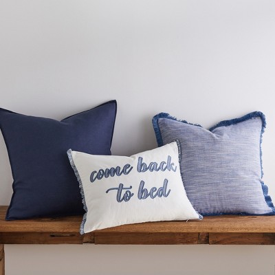 Chateau-Inspired Washed Linen Navy Square Pillow Covers, Set of 2