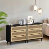 RISOKEYS 3 Drawer Dresser for Bedroom (Set of 2), Wooden Rattan Dresser Chest of Drawers, for Bedroom,Living Room,Dining Room,Hallways - 3 of 4