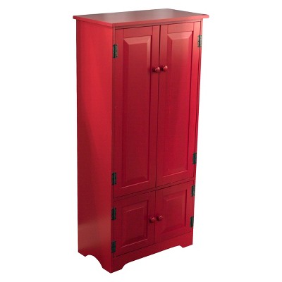 Tall Storage Cabinet Wood/Red 