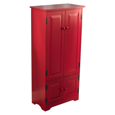 tall storage cabinet wood red buylateral