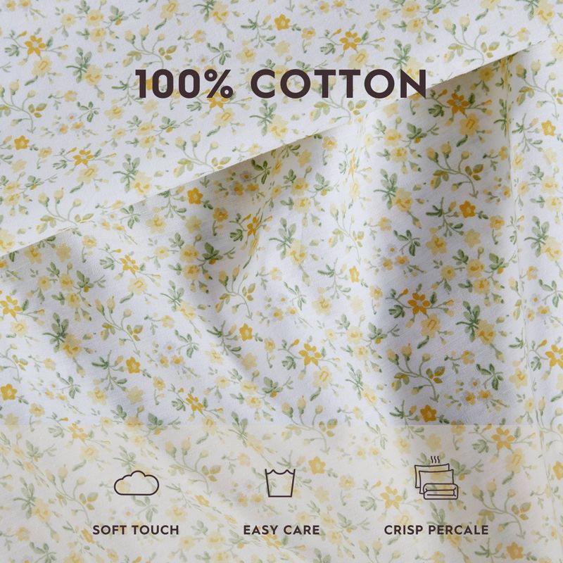 Laura Ashley Cotton Percale Printed Sheet Collection - Deep Pocket -Soft & Cool Feel, 2 of 10