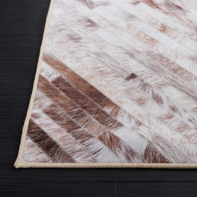 Beige and Brown Faux Hide Washable Area Rug