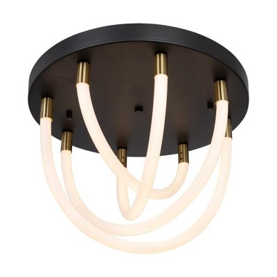 Cascata Black and Brushed Brass LED Semi-Flush Mount Light