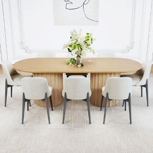 86 inch Cylindrical Double-base Oval Black Dining Table with 8 Dining chairs Suitable for Dining Room / Living Room - 1 of 4