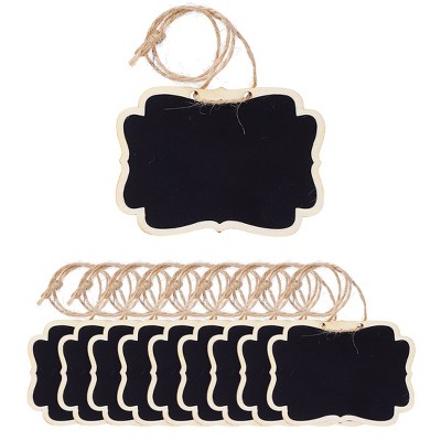 Unique Bargains Wood Mini Chalkboard Sign Tag with Hanging Rope Wedding Board Sign 10 Pcs