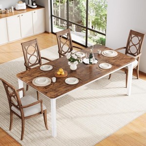 Nasitip 78.7" Rectangular Dining Table for 6–8 People, Rustic Farmhouse Kitchen Table with Metal Frame & Chamfered Corners - 1 of 4