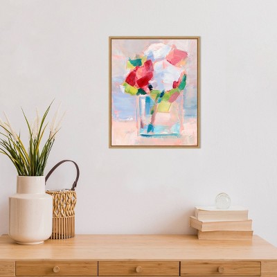 Abstract Floral Bouquet in Glass Vase Canvas Print