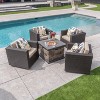 GDFStudio Venice Outdoor Wicker 5 Piece Swivel Club Chair and Fire Pit Set - 2 of 4