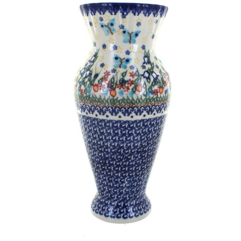 Blue Rose Polish Pottery 231 Vena Tall Vase, 1 of 2