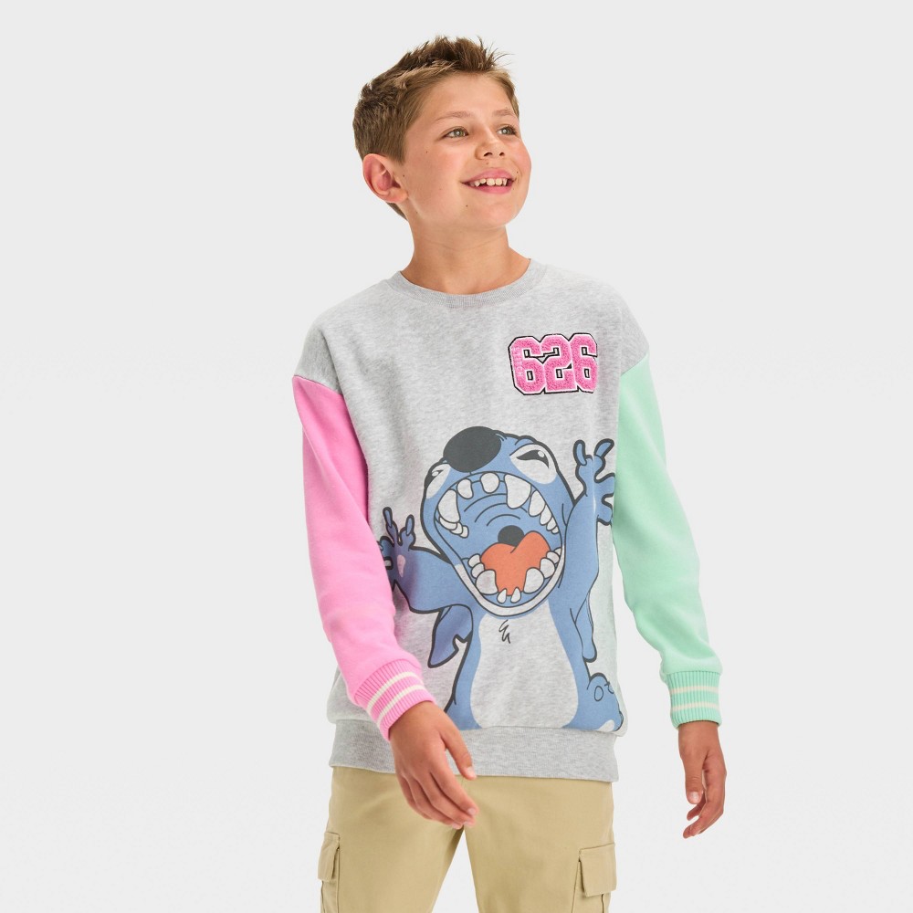 Boys Disney Lilo & Stitch Colorblock Sweatshirt - Heather Gray