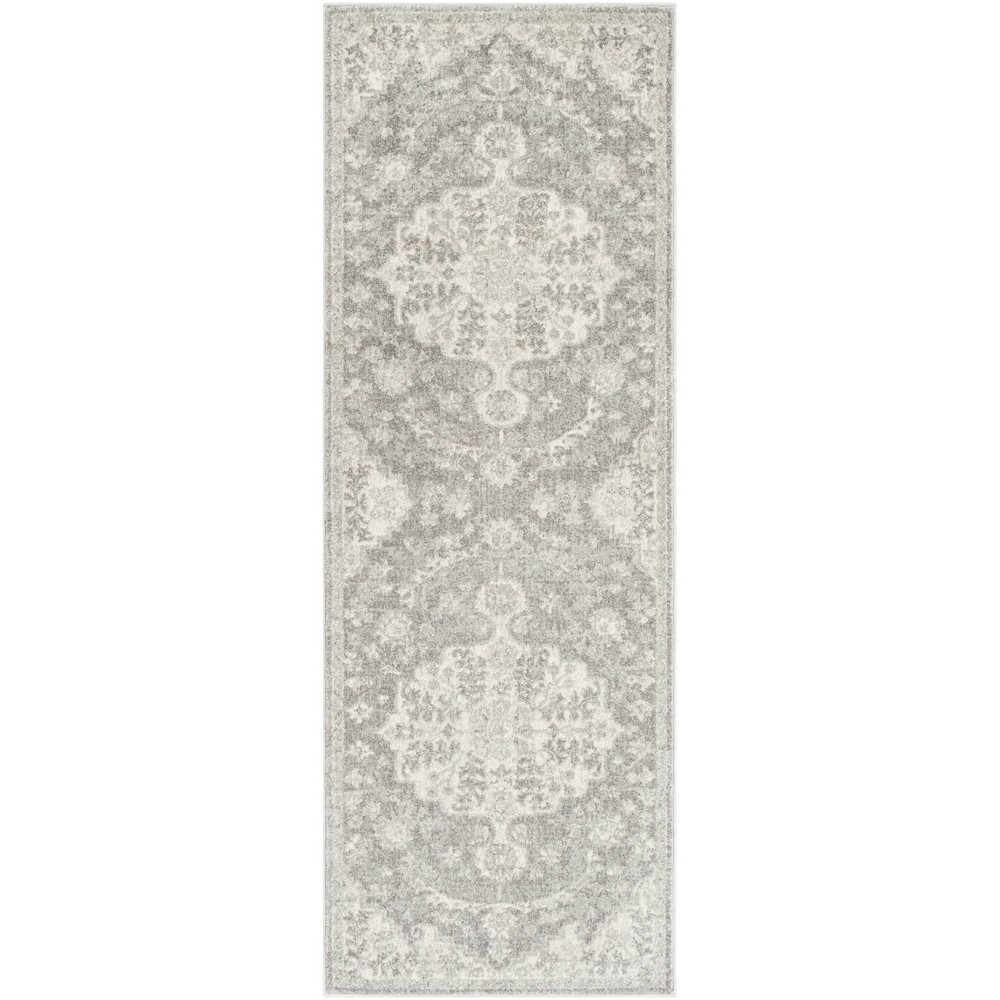 Photos - Area Rug Livabliss 2'7"x7'3" Abby Traditional Rugs Light Gray/Beige: Stain & Fade-Resistant Runner, Medium Pile