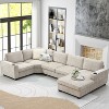 TiramisuBest 119*67" U Shaped Sectional Sofa, Modular Sectional Sofa with Storage, Sideboard Buffet Style Design for Living Room - 3 of 4