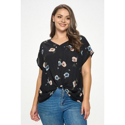 West K Women's Leah Plus Size Short Sleeve Woven Top : Target