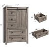 Farmhouse 5-Drawer Dresser with Sliding Barn Door, 48" Tall Storage Organizer for Bedroom, Living Room, Kitchen - 2 of 4