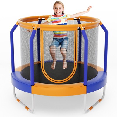 Infans 48" Mini Trampoline with Enclosure Heavy-duty Metal Frame U-shaped Legs Orange