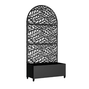 Lirago Metal Planter Box privacy screen Garden Bed with Trellis and Wheels - Black- 6 ft. H x 3 ft. W - 1 of 4