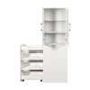 Gulches 70.87"H White Display Storage Cabinet, 4-Tier Pull-Out Shelves & 2 Glass Doors, Modern Wooden Pantry for Kitchen, Living & Dining Room - 4 of 4