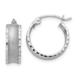 Black Bow Jewelry Wide Diamond-cut Satin Round Hoop Earrings in 14k White Gold 5 x 13mm - 1 of 4