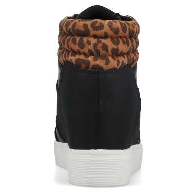 Женские кроссовки Journee Collection Journee Women's Clarity High Top Wedge Sneaker, Leopard/Camel 6 — фото 3