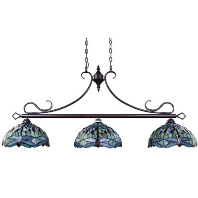 Empress Dragonfly Tiffany-Style Dark Bronze Glass Island Pendant Light