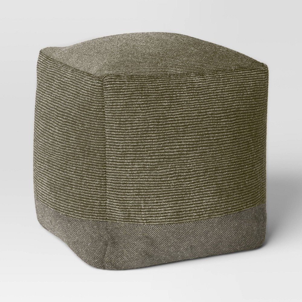 Hazel Stone Washed Canvas Pouf with Removable Fill Olive Green - Threshold™