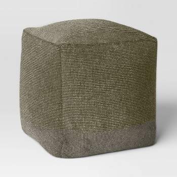 Hazel Stone Washed Canvas Pouf with Removable Fill Olive Green - Threshold™
