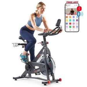 Sunny Health & Fitness Pro Indoor Cycling Bike with Felt Resist, Belt Drive and Bluetooth Smart Exercise Bike - Gray - 1 of 4