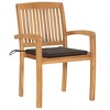 vidaXL - 4X Solid Teak Wood Stacking Patio Chairs with Cushions - Indoor/Outdoor Weather-Resistant Garden Chairs - 23.6"x 22.6"x 35.4" - 3 of 4