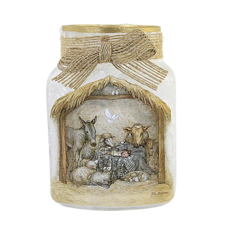 Stony Creek 4.5 Inch Nativity Pre-Lit Jar Manger Creche Animals Novelty Sculpture Lights, 1 of 4