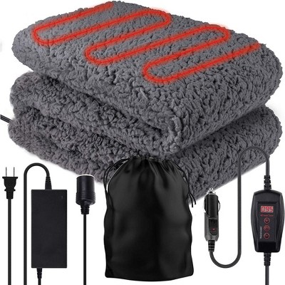 Heated Blanket 2-Pack - USB-Powered Fleece Throw Blankets for Travel, Home,  Office, or Camping - Winter Car Accessories by Stalwart (Brown)