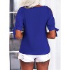 Imily Bela Women Summer V Neck Cold Shoulder Tops Loose Casual Tee Chic Cutout Blouse - 3 of 4