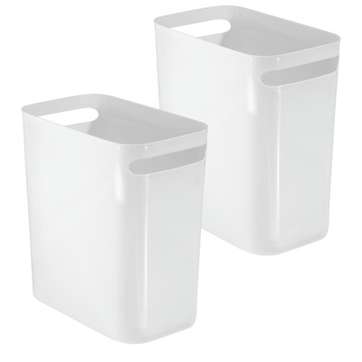 KLGO 10 Liter Rectangular Plastic Trash Can Wastebasket with Press Type  Lid,2.4 Gallon Garbage Container Bin for Bathroom,Powder