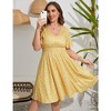 YesFashion Women's Plus Size Boho Floral V Neck Ruffle Short Sleeve Dress Elastic High Waist A Line Summer Dress - 4 of 4