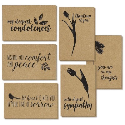Juvale 36 Pcs Sympathy Cards, Kraft Paper Floral Bird Greeting Cards & Envelopes